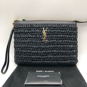 Saint Laurent Raffia Pouch